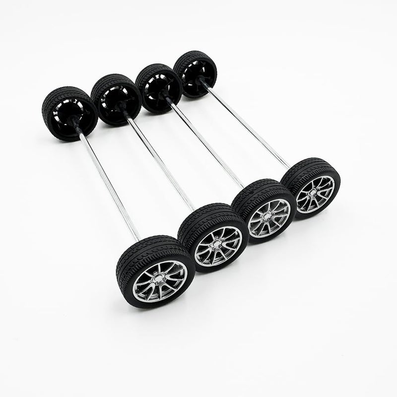 URIMPAVIDO 10PCS Toy Car Wheels 25mm Rubber Tire Wheels with Metal Shaft for RC Car Truck DIY Model Toy Wheel Replacement Accessories (2.5x25mm) - Image 2